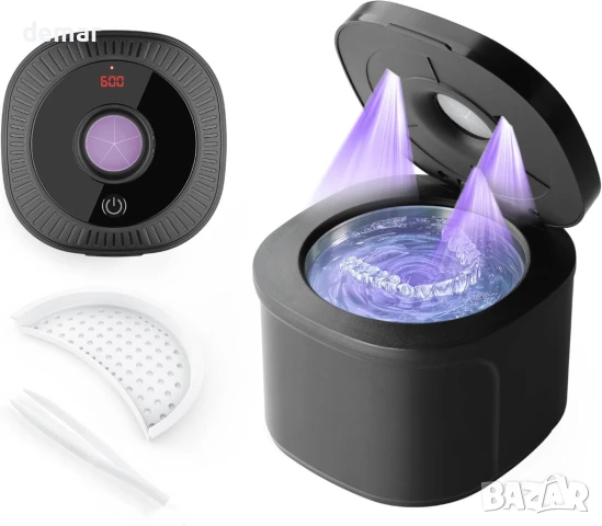 Ултразвукова почистваща машина Gopink Retainer, черна, 45KHz с UV светлина