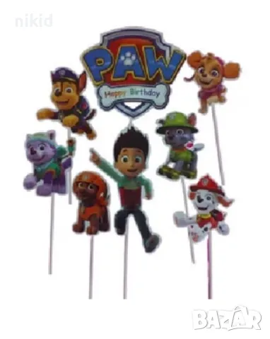 Paw Pes Patrol Пес Патрул сет топери клечки декор за торта украса парти Рожден Ден, снимка 4 - Други - 21784076