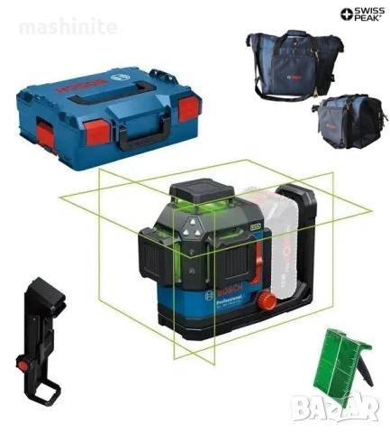 Лазерен нивелир зелен линеен кръгов GLL 18V-120-33 CG Solo L-boxx Bosch