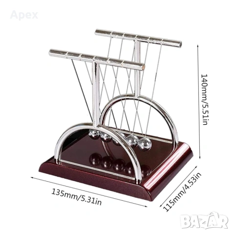 Люлка Махало на Нютон.Антистрес Играчка за Бюро.Метални Топчета.Перпетуум Мобиле.Люлката на Newton, снимка 3 - Декорация за дома - 54010643