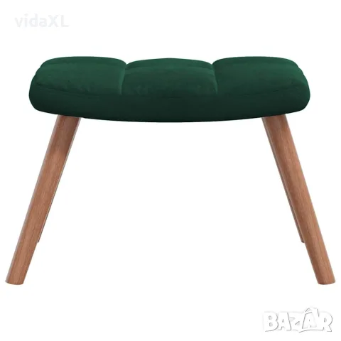vidaXL Люлеещ се стол с табуретка, тъмнозелен, кадифе, снимка 5 - Столове - 56146936