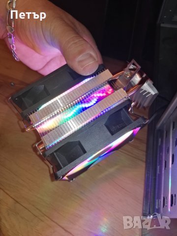 Тих двоен светещ вентилатор за процесор 90мм Intel/AMD, охладител, амд, интел, снимка 3 - Други - 34285610
