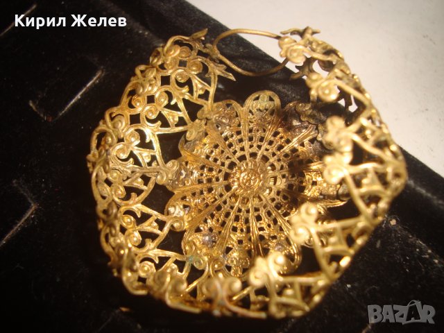 УНИКАЛНО РЯДКО ФИЛИГРАННО ПОЗЛАТЕН БРОНЗ ВЪЗРОЖДЕНСКО АЖУРНО ФЛОРАЛ УКРАШЕНИЕ с АМЕТИСТ КАМЪНИ 10947, снимка 4 - Антикварни и старинни предмети - 31358686