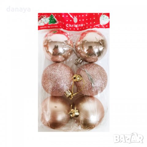 2553 Комплект коледни топки играчки за елха, Ф5, 6 броя, снимка 8 - Декорация за дома - 35024876