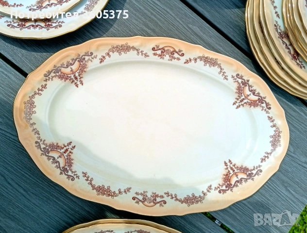 Рядък ,порцеланов сервиз за хранене,луксозна серия на Изида , снимка 4 - Антикварни и старинни предмети - 54201207