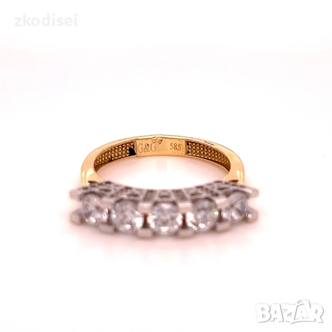 Златен дамски пръстен 4,00гр. размер:56 14кр. проба:585 модел:4983-1, снимка 2 - Пръстени - 52635055