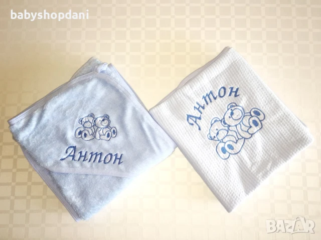 Бебешка ХАВЛИЯ за БЕБЕ с качулка, име/на, надписи персонализирани с БРОДЕРИЯ, снимка 7 - За банята - 21527215