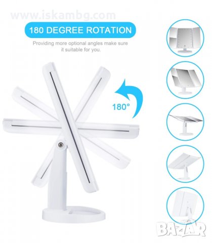 НАСТОЛНО ОГЛЕДАЛО С 3 УВЕЛИЧИТЕЛНИ ОГЛЕДАЛА И ЛЕД СВЕТЛИНА - код 2236, снимка 11 - Други - 33941284