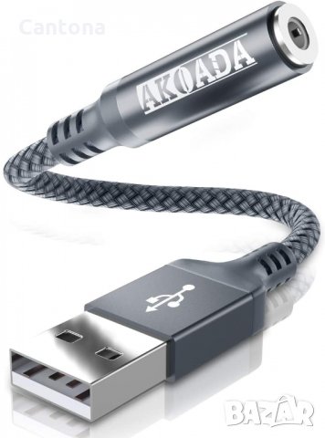 USB A до 3,5 мм Jack Aux адаптер, USB външна звукова карта USB към 3,5 жак, снимка 1