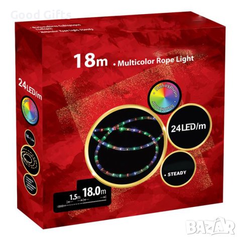 LED Светещ Коледен маркуч, 18м Многоцветен, снимка 3 - Лед осветление - 42743907