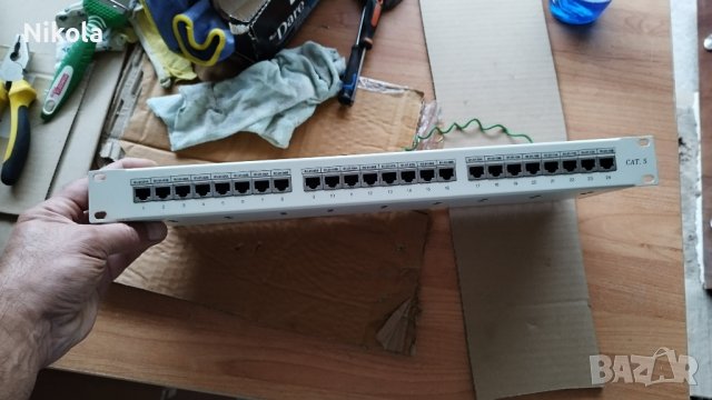 Пач панел за шкаф 19" FTP 24x порта, Cat.5, снимка 12 - Мрежови адаптери - 42187898