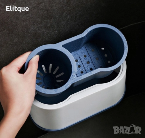 Тоалетна силиконова четка с двойна поставка в бяло и сиво, снимка 6 - Други стоки за дома - 52743863