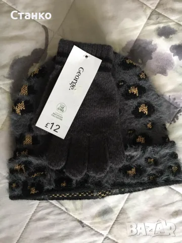 плетена шапка с ръкавици