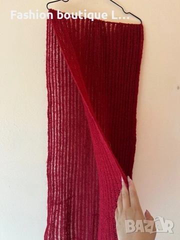 Червен дълъг плетен пролетен шал ❤️, снимка 4 - Шалове - 53929727