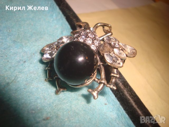 СРЕБРИСТА ФИГУРАЛНА СКЪПОЦЕННА КРИСТАЛНА БРОШКА БРЪМБАР 25216, снимка 6 - Други - 35574368