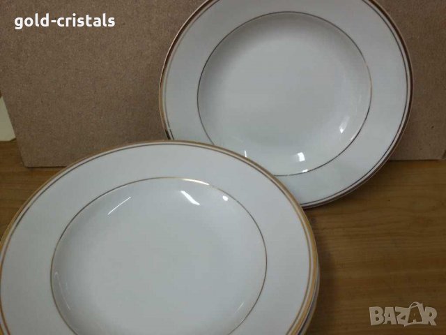 Стар български порцелан с златен кант чинии, снимка 5 - Антикварни и старинни предмети - 29216734