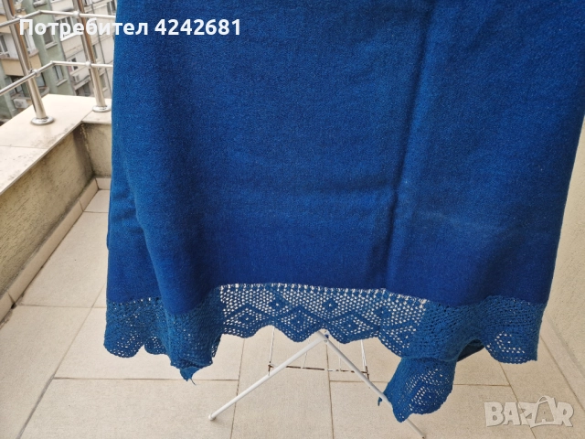Тъмно синя вълнена покривка за легло, снимка 2 - Покривки за легло - 52031010