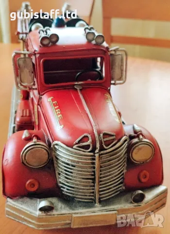 Стара ламаринена играчка, пожарна, 50см., снимка 6 - Колекции - 48560852