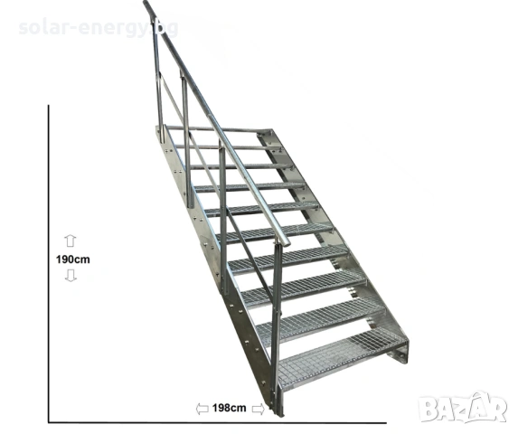 Метално стълбище 10 стъпала | Външни стълби | Поцинковано, снимка 3 - Други - 54235791