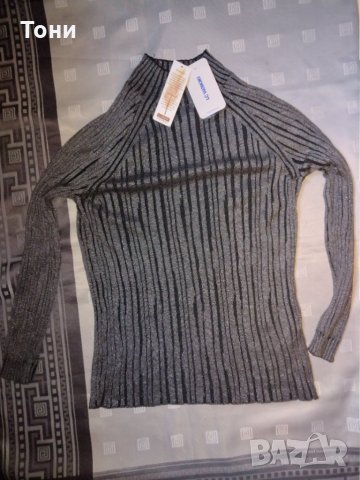 Мека блуза с ламе в цвят меланж , снимка 2 - Блузи с дълъг ръкав и пуловери - 34520606