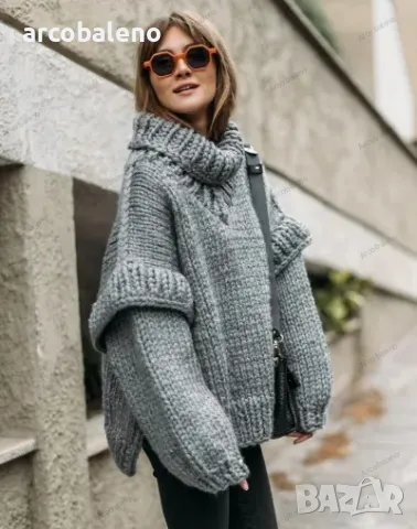 Нов дамски пухкав пуловер с висока яка и дълъг ръкав, 3цвята , снимка 9 - Блузи с дълъг ръкав и пуловери - 47469616