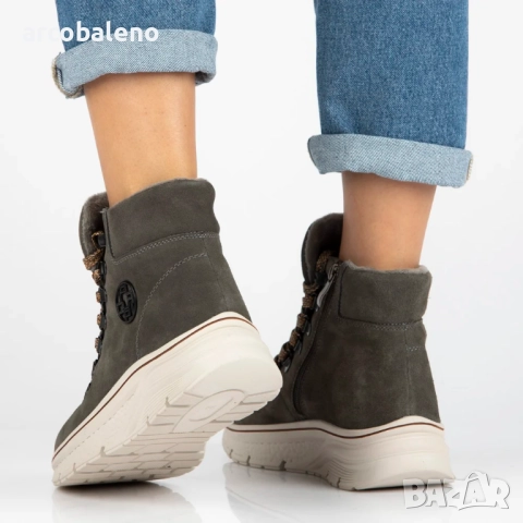 Дамски боти до глезена, изработени от естествен велур с декоративни връзки Grega, 2цвята , снимка 6 - Дамски боти - 52597732