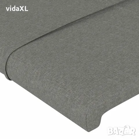 vidaXL LED горна табла за легло, тъмносива, 160x5x118/128 см, плат, снимка 5 - Тоалетки - 56146669