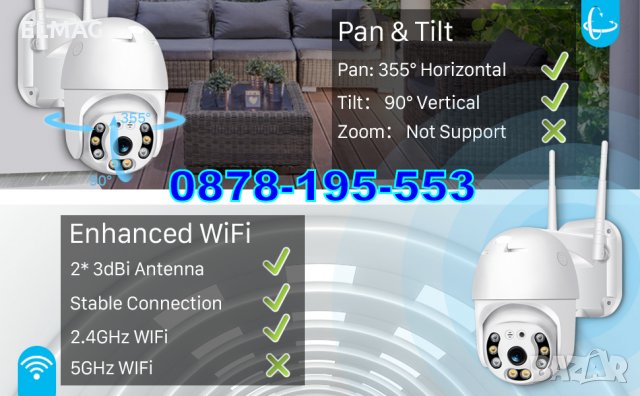Безжична въртяща WIFI Full HD IP camera камера 5,0MP Lens , снимка 9 - IP камери - 29102322