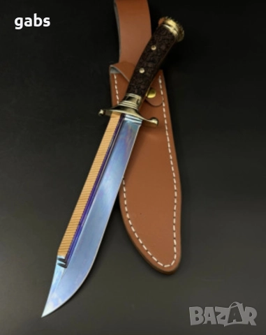Голям трофеен нож TERMINATOR с кожена кания,LN430, снимка 8 - Ножове - 52662789