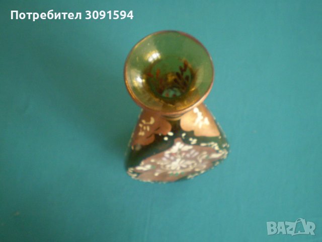 Ръчно издухано  и ръчно рисувана гарафа цвят карамел, снимка 9 - Антикварни и старинни предмети - 38467241