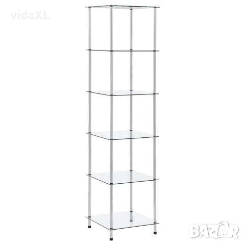 vidaXL Етажерка с 6 рафта, прозрачна, 40x40x160 см, закалено стъкло, снимка 1 - Етажерки - 56146420