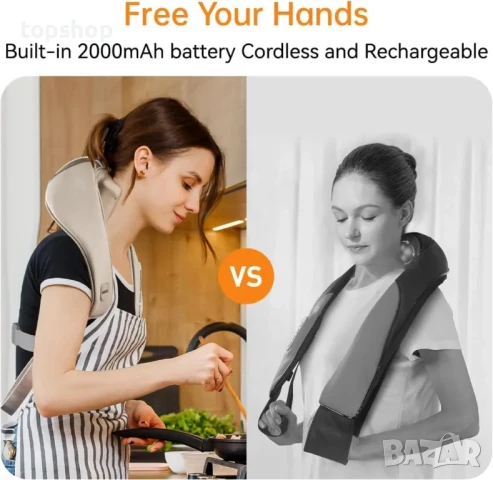 НОВ акумулаторен USB C масажор за гръб и крака облекчаване на болката в дълбоките тъкани, подгряване, снимка 2 - Масажори - 50501854