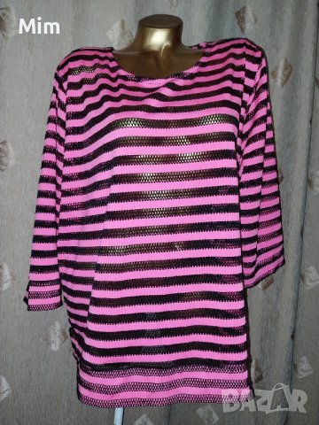 XXL Блуза в розово и черно, снимка 1 - Блузи с дълъг ръкав и пуловери - 42899656