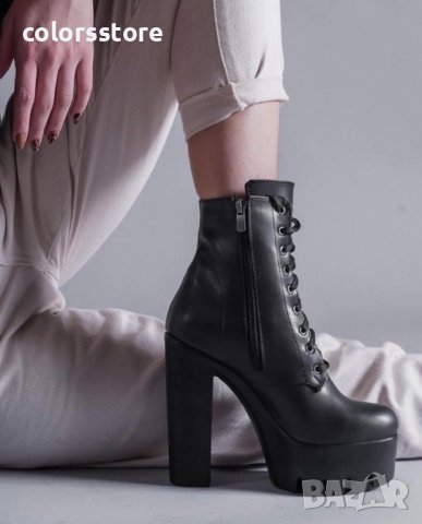 Боти на ток - черна кожа с черно ходило - BT13, снимка 2 - Дамски боти - 34645939