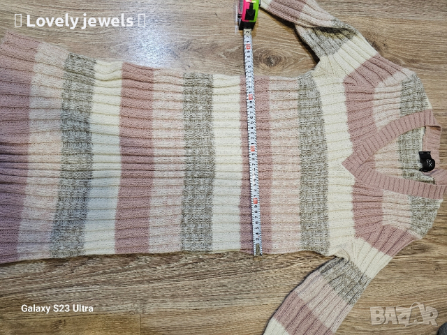 Вълнена рокля в розово, сиво и бяло, снимка 6 - Рокли - 44737698