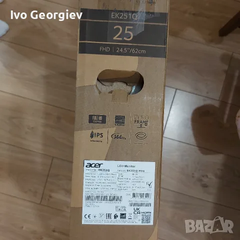 Гейминг монитор Acer - EK1 EK251QP6BI, 24.5'', FHD, IPS, 144Hz, 1ms , снимка 2 - Геймърски - 56201771