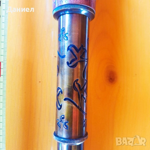 Далекоглед бронзов обшит в кожа в дървена кутия в дървена кутия, снимка 5 - Морски сувенири - 43258434