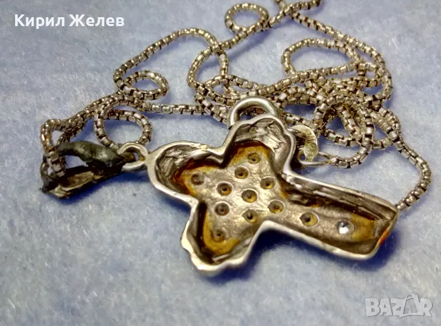 СКЪПОЦЕНЕН АРТ КРЪСТ с НЕЖНА СРЕБЪРНА ВЕРИЖКА СРЕБРО 925 с БЯЛА ПОЗЛАТА и ИСКРЯЩИ ЦИРКОНИ 29167, снимка 3 - Колиета, медальони, синджири - 50136190