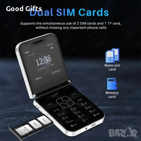 Сгъваем Телефон Mini Flip A50 Smart Phone с 2 SIM карти Мини Телефон GSM, снимка 3 - Други - 48075278