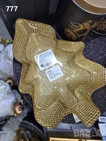 коледни стъклени чинии елха, снимка 3 - Чинии - 48155611