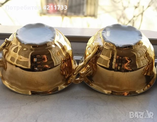 3 прекрасни чаши за кафе, чай с позлата НОВО, снимка 2 - Чаши - 52813360