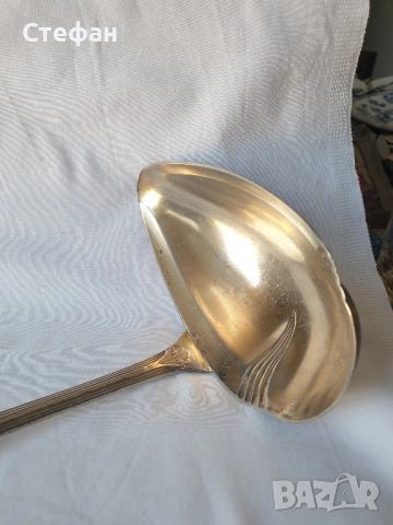 Посребрен черпак с позлата, снимка 2 - Антикварни и старинни предмети - 54270562