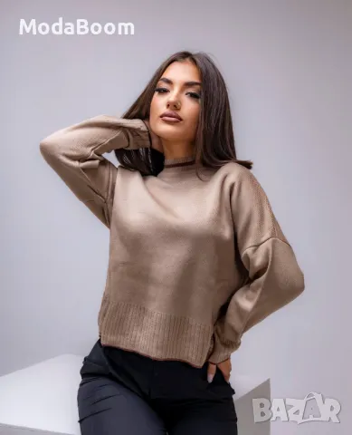 Кафяв висококачествен дамски пуловер 