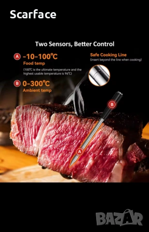 INKBIRD Безжичен термометър,термосонда за грил,барбекю., снимка 4 - Барбекюта - 54196656