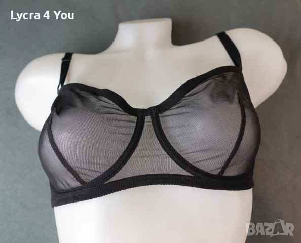 75-80С еротичен черен тюлен сутиен, снимка 4 - Бельо - 44571015