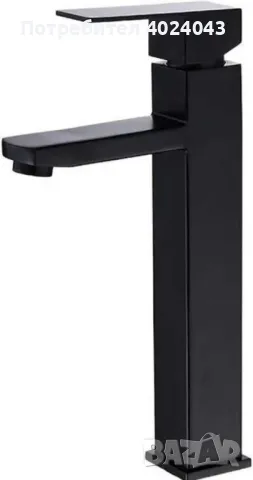 Стилен смесител за мивка за баня, неръждаема стомана, черен, снимка 3 - Други стоки за дома - 47936420