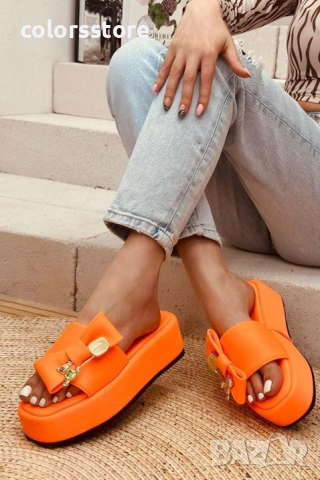 Дамски чехли -оранжеви кодVL77M, снимка 2 - Чехли - 44739277