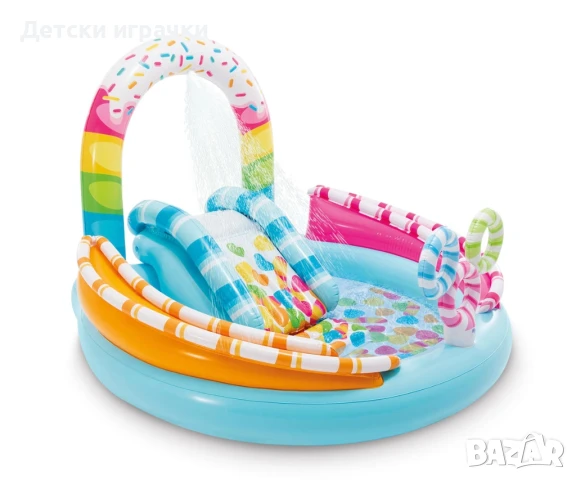 Надуваем център за игра с пързалка INTEX, 170 х 168 х 122 см, Candy Zone, снимка 2 - Надуваеми играчки - 50799148