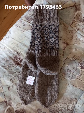 Ръчно плетени мъжки чорапи от вълна, размер 42, снимка 2 - Спортни дрехи, екипи - 42776001