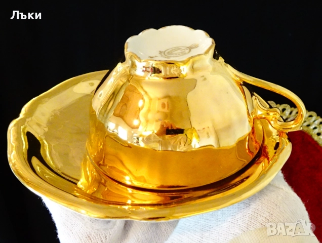 Сервиз за кафе баварски порцелан,чисто злато,роза,барок. , снимка 8 - Антикварни и старинни предмети - 52056365